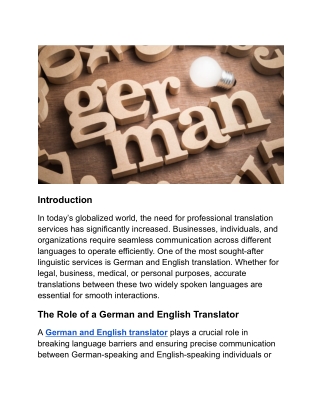 German and English Translator for Language Bridging