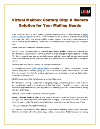 Virtual Mailbox Century City