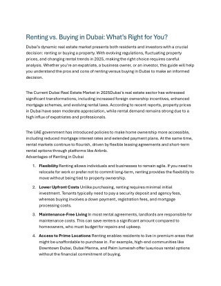 Renting vs Buying in Dubai What’s Right for You