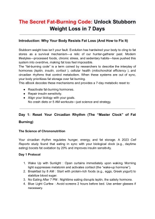 The Secret Fat-Burning Code: Unlock Stubborn Weight Loss in 7 Days