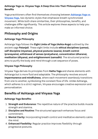 Ashtanga Yoga vs Vinyasa Yoga