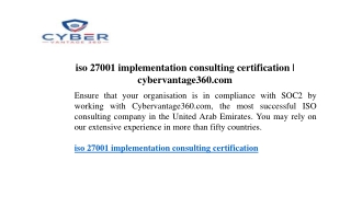 iso 27001 implementation consulting certification cybervantage360.com