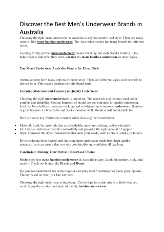 Essential Materials and Features in Quality Underwear