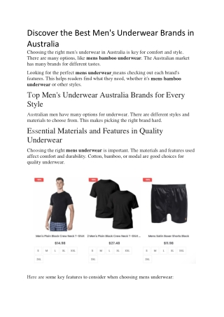 Finding the best men's bamboo underwear in Australia