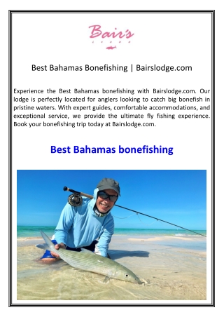 Best Bahamas Bonefishing  Bairslodge.com