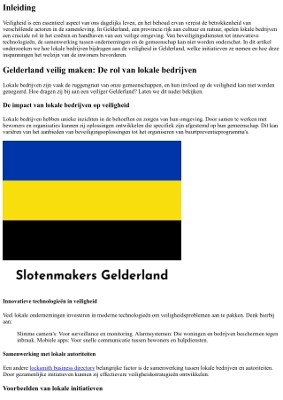 Gelderland veilig maken: De rol van lokale bedrijven.