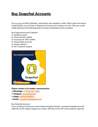 How Do Buy Snapchat Accounts