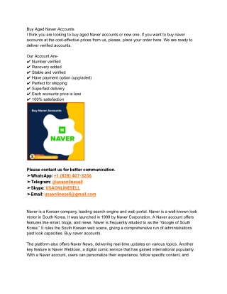 Buy Aged Naver Accounts