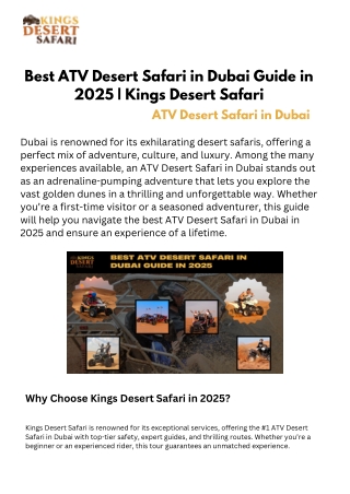 Best ATV Desert Safari in Dubai Guide in 2025