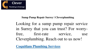 Sump Pump Repair Surrey  Cleverplumbing