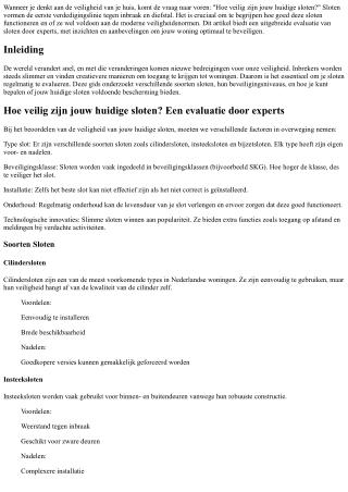 Hoe veilig zijn jouw huidige sloten? Een evaluatie door experts