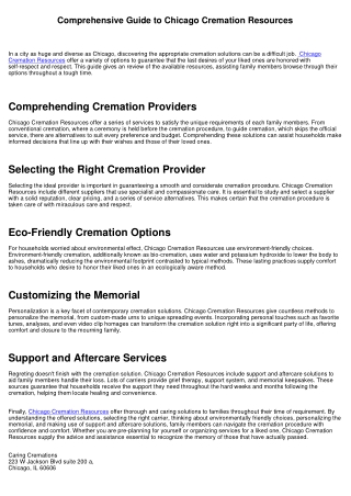 Comprehensive Overview to Chicago Cremation Resources