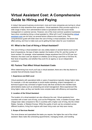 Virtual Assistant Cost_ A Comprehensive Guide to Hiring and Paying