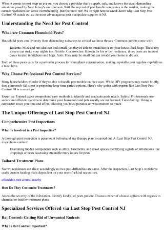 Why Last Stop Pest Control NJ is the Best Choice for Your Home