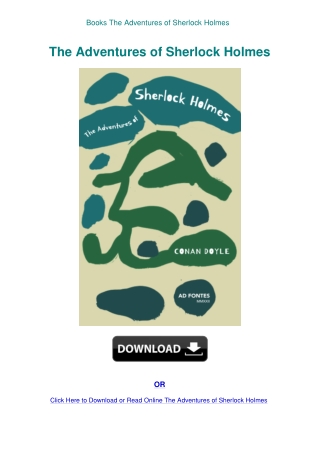 Books The Adventures of Sherlock Holmes