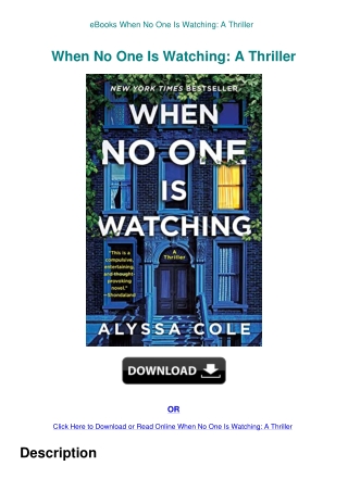 eBooks When No One Is Watching A Thriller