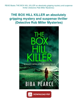 READ Books THE BOX HILL KILLER an absolutely gripping mystery and suspense thriller (Detective Rob M