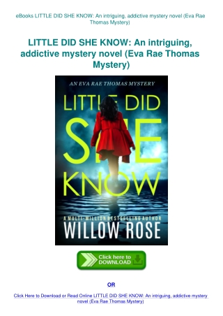 eBooks LITTLE DID SHE KNOW An intriguing  addictive mystery novel (Eva Rae Thomas Mystery)