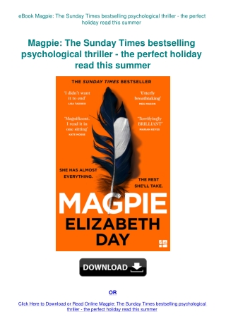 eBook Magpie The Sunday Times bestselling psychological thriller - the perfect holiday read this sum