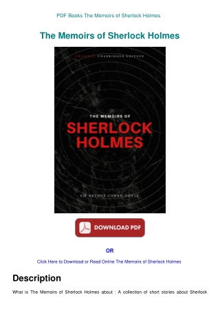 PDF Books The Memoirs of Sherlock Holmes