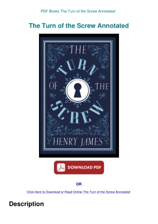 PDF Books The Turn of the Screw Annotated