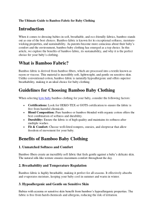 The Ultimate Guide to Bamboo Fabric for Baby Clothing