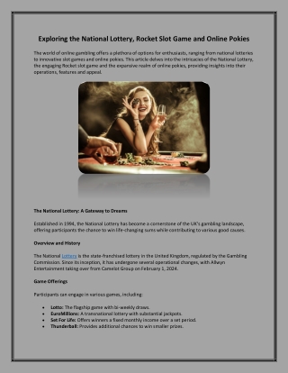 Explore Best National Lottery and Rocket Slot Game