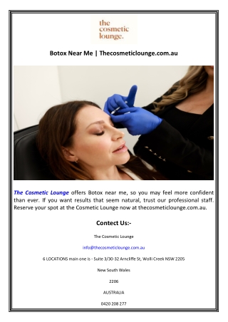 Botox Near Me  Thecosmeticlounge.com.au