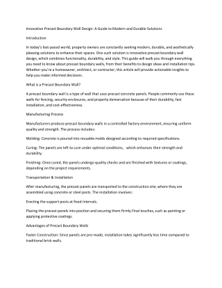 Innovative Precast Boundary Wall Design