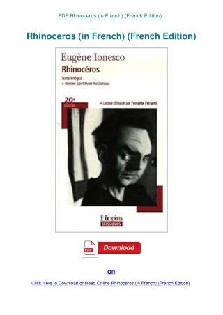 PDF Rhinoceros (in French) (French Edition)