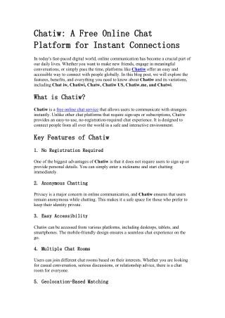 Chatiw: A Free Online Chat Platform for Instant Connections