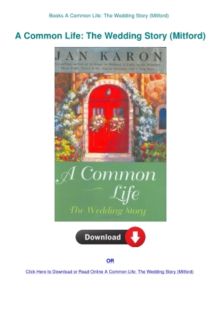 Books A Common Life The Wedding Story (Mitford)