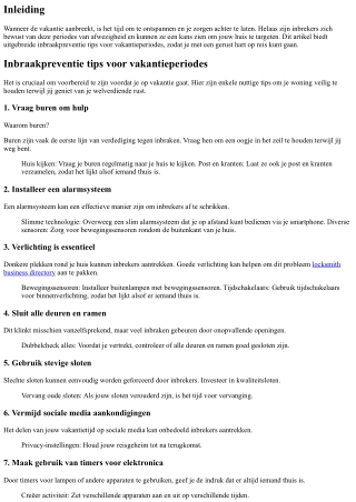 Inbraakpreventie tips voor vakantieperiodes
