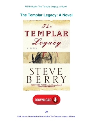 READ Books The Templar Legacy A Novel