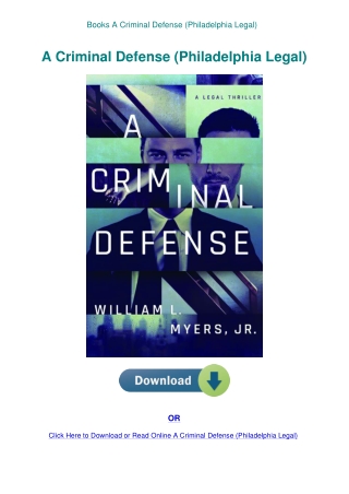 Books A Criminal Defense (Philadelphia Legal)