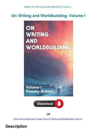 eBook On Writing and Worldbuilding Volume I
