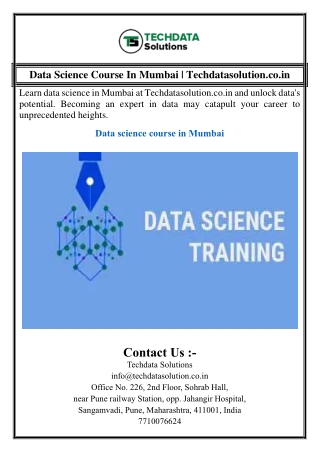 Data Science Course In Mumbai | Techdatasolution.co.in