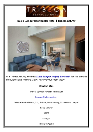 Kuala Lumpur Rooftop Bar Hotel  Tribeca.net.my