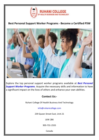 Best Personal Support Worker Programs  Become a Certified PSW