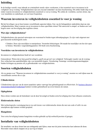 Waarom investeren in veiligheidssloten essentieel is voor je woning