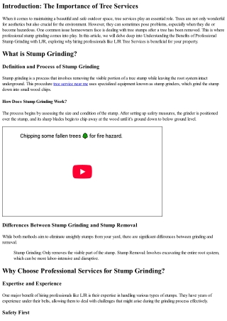 Understanding the Benefits of Professional Stump Grinding with LJR