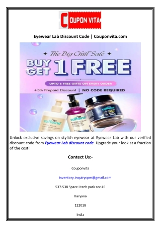 Eyewear Lab Discount Code  Couponvita.com