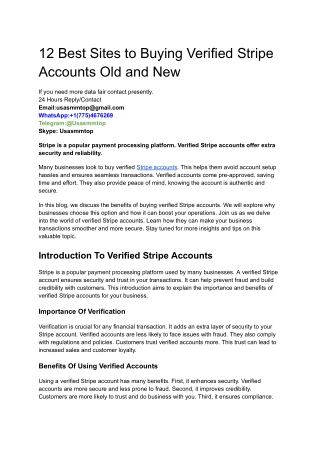 12 Best Sites to Buying Verified Stripe Accounts Old and New