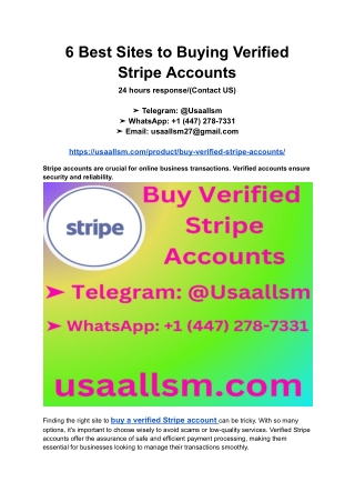 6 Best Sites to Buying Verified Stripe Accounts