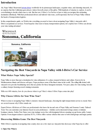 Navigating the Best Vineyards in Napa Valley with I-Drive’s Car Service