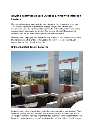 Beyond Warmth Elevate Outdoor Living with Infratech Heaters