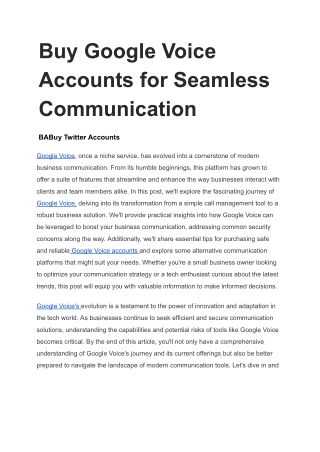 Buy Google Voice Accounts for Seamless Communication