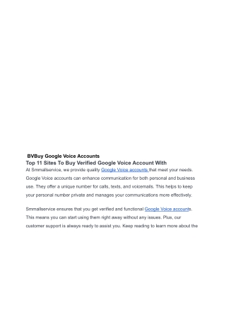 Top 11 Sites To Buy Verified Google Voice Account Wit