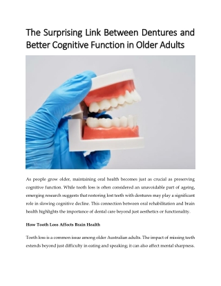 The Surprising Link Between Dentures and Better Cognitive Function in Older Adul