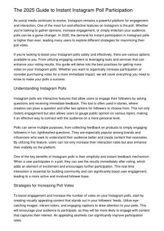 The 2025 Guide to Instant Instagram Poll Participation